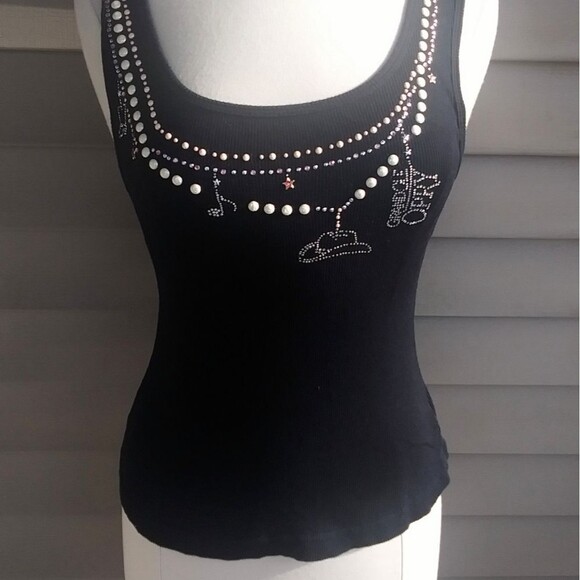 Grand Ole Opry Rhinestone Faux Pearl Embellished Camisole Size 1 Small. - Picture 1 of 13